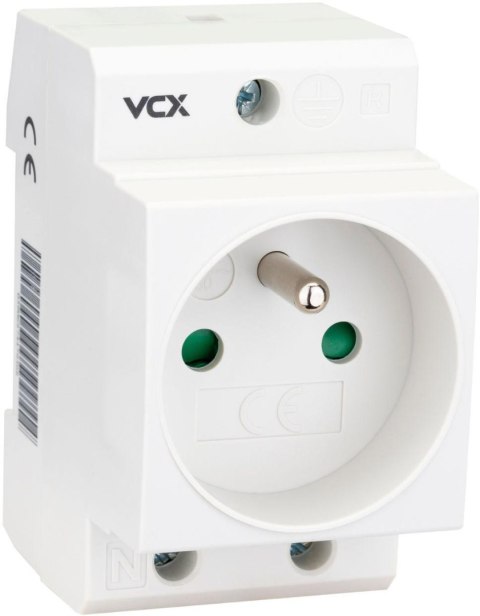 Gniazdo na szyne TH 35 z bolcem uziemiającym 230V VCX GN TH VCX