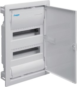 Rozdzielnica podtynkowa z drzwiami metalowymi, 2 rzędy, 24 moduły, IP30, QC, HAGER Volta VU24AT HAGER