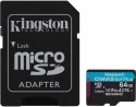 Karta pamięci microSD 64GB Kingston CanvasGo! Plus 200MB/s A2 U3 V30 + adapter KINGSTON