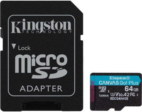 Karta pamięci microSD 64GB Kingston CanvasGo! Plus 200MB/s A2 U3 V30 + adapter KINGSTON