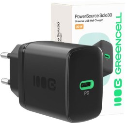 ŁADOWARKA SIECIOWA Greencell PowerSource Solo30 30W 1xUSB-C PD 3.0 QC 4.0+ czarna GREEN CELL