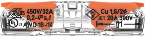 Szybkozłączka przelotowa uniwersalna LINKA/DRUT 2x 0,2-4mm2 WAGO 221-2411 (Paczka 60szt.) WAGO