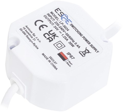 ZASILACZ IMPULSOWY DOPUSZKOWY HERMETYCZNY ESPE LP-3024 24V/30W/1.25A ESPE