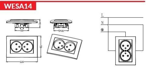 Gniazdo podwójne VCX WESA LC 14 Biały VCX