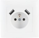 Gniazdo pojedyncze z uziemieniem z USB VCX WESA LC 13A Biały VCX