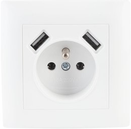 Gniazdo pojedyncze z uziemieniem z USB VCX WESA LC 13A Biały VCX