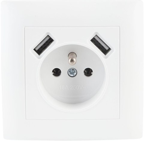 Gniazdo pojedyncze z uziemieniem z USB VCX WESA LC 13A Biały VCX
