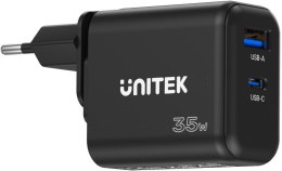 Ładowarka sieciowa Unitek GaN PD 35W USB-C + USB-A czarna UNITEK