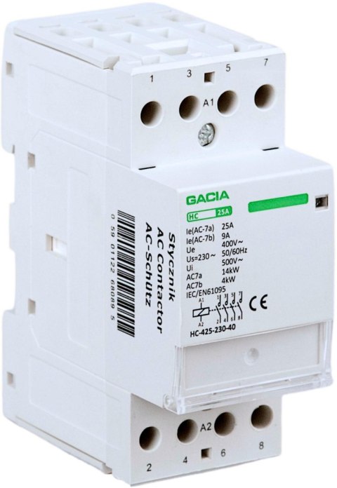 Stycznik modułowy HC 4P/25A, 4NO, 230V GACIA GACIA