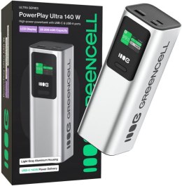 POWERBANK Greencell PowerPlay Ultra 25200mAh SZYBKIE ŁADOWANIE 140W 2x USB-C PD 1x USB-A GREEN CELL