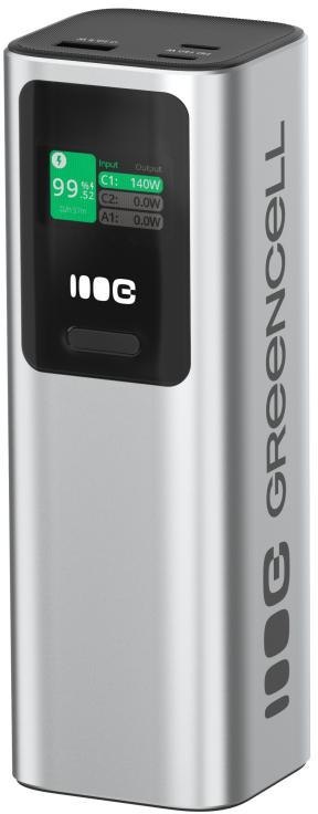 POWERBANK Greencell PowerPlay Ultra 25200mAh SZYBKIE ŁADOWANIE 140W 2x USB-C PD 1x USB-A GREEN CELL