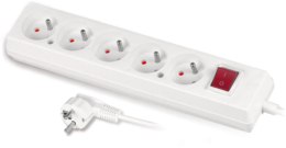 Przedłużacz z pięciokrotnym gniazdem z wyłącznikiem 3x2p+Z 10A 5m biały JONEX