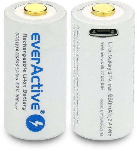 Akumulatorek 16340 / R-CR123 3,7V everActive 700mAh (1 szt.) z zabezpieczeniem EVERACTIVE