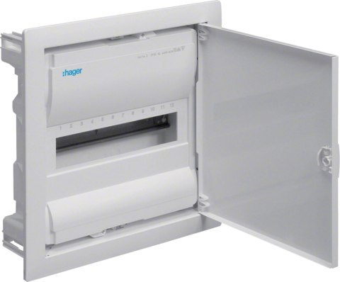 Rozdzielnica podtynkowa z drzwiami metalowymi, 1 rząd, 12 modułów, IP30, HAGER Volta VU12NE HAGER