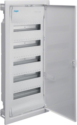 Rozdzielnica p/t z drzwiami metalowymi, 5 rzędów, 60 modułów, IP30, HAGER Volta VU60NC HAGER