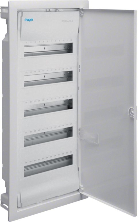 Rozdzielnica p/t z drzwiami metalowymi, 5 rzędów, 60 modułów, IP30, HAGER Volta VU60NC HAGER