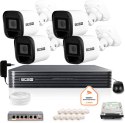 Zestaw monitoringu IP BCS Basic 4x Kamera BCS-B-TIP12FR3(2.0) Rejestrator z dyskiem BCS