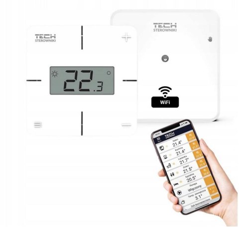 Bezprzewodowy regulator pokojowy biały T-2x Wi-Fi Tech sterowniki TECH STEROWNIKI