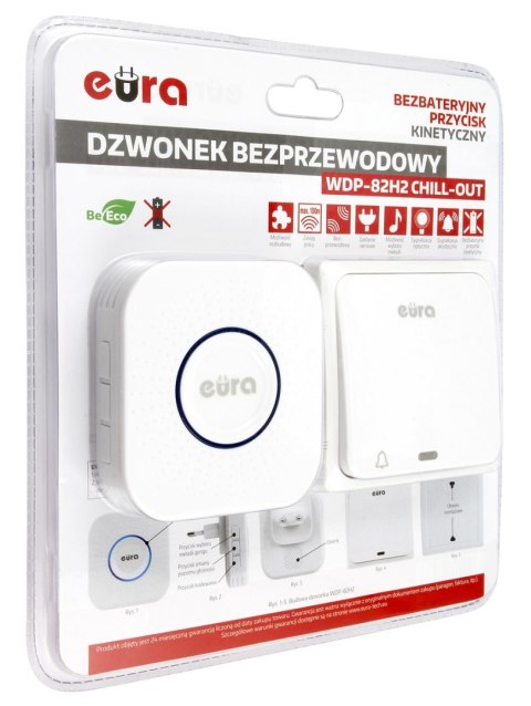 DZWONEK BEZPRZEWODOWY ''EURA'' WDP-82H2 bezbateryjny, przycisk (kinetyczny), możliwoś EURA