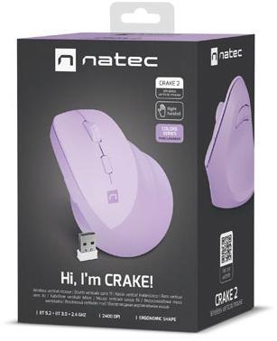 Mysz komputerowa Natec Crake 2 Pure Lavender 2400DPI bezprzewodowa NATEC