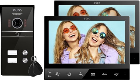 WIDEODOMOFN EURA VDP-80C5 2-rodzinny,czarny EURA