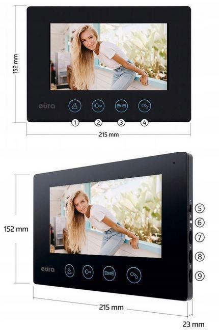 WIDEODOMOFON EURA VDP-90A3 DELTA + czarny monitor TUYA EURA