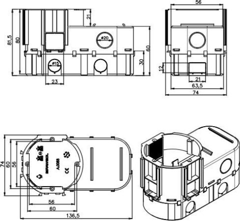 Puszka głęboka podtynk łączeniowa do elektroniki fi 68 PAWBOL A.0083 PAWBOL
