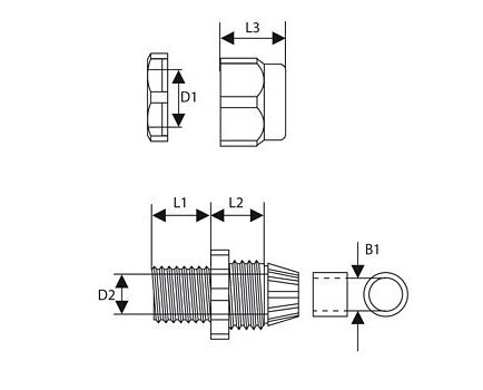 Dławnica kablowa z gwintem PG-9 jasnoszary (1szt.) TRYTYT
