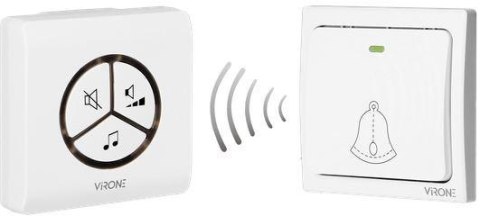 Dzwonek bezprzewodowy VIRONE DB-3 bezbateryjny przycisk,learning system,80m VIRONE
