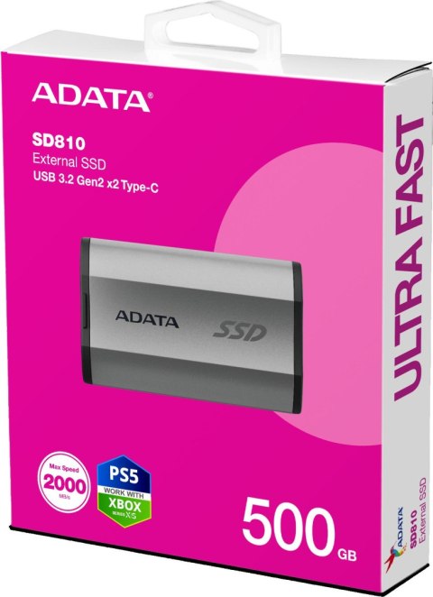 Dysk SSD Adata SD810 External 500GB srebrny ADATA