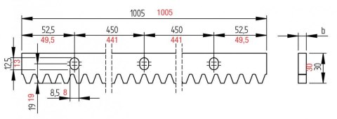 Listwa zębata CAME M4 8/1000mm - metalowa - do bram przesuwnych CAME