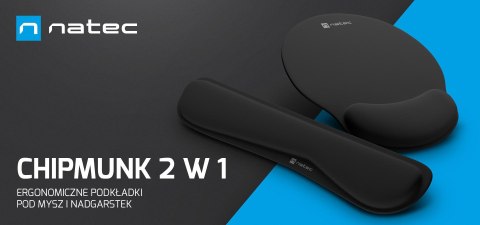 Podkładka pod mysz i nadgarstek Natec Chipmunk 2w1 zestaw ergonomiczny czarny NATEC