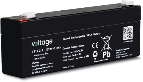 Akumulator AGM Voltage 12V 2,3Ah VE12-2.3 (Żywotność 6-9 lat) VOLTAGE