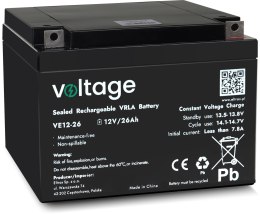 Akumulator AGM Voltage 12V 26Ah VE12-26 (Żywotność 6-9 lat) VOLTAGE