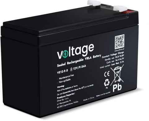 Akumulator AGM Voltage 12V 9Ah VE12-9.0 (Żywotność 6-9 lat) VOLTAGE