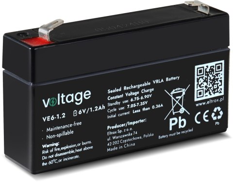 Akumulator AGM Voltage 6V 1,2Ah VE6-1.2 (Żywotność 6-9 lat) VOLTAGE