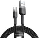 KABEL USB-A / USB-C Baseus Cafule CATKLF-CG1 200cm 2A QC 3.0 CZARNO-SZARY W NYLONOWYM OPLOCIE BASEUS