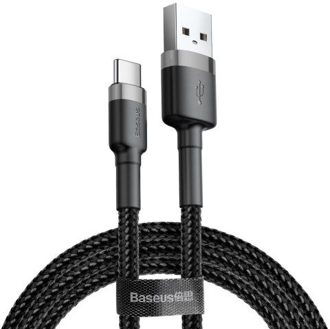 KABEL USB-A / USB-C Baseus Cafule CATKLF-CG1 200cm 2A QC 3.0 CZARNO-SZARY W NYLONOWYM OPLOCIE BASEUS