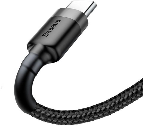 KABEL USB-A / USB-C Baseus Cafule CATKLF-CG1 200cm 2A QC 3.0 CZARNO-SZARY W NYLONOWYM OPLOCIE BASEUS