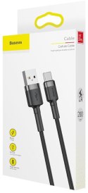 KABEL USB-A / USB-C Baseus Cafule CATKLF-CG1 200cm 2A QC 3.0 CZARNO-SZARY W NYLONOWYM OPLOCIE BASEUS