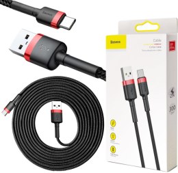 KABEL USB-A / USB-C Baseus Cafule CATKLF-U91 300cm 2A QC 3.0 CZARNO-CZERWONY W OPLOCIE BASEUS