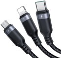 Kabel 3w1 USB-A / USB-C micro-USB Lightning Joyroom S-1T3018A18 30cm 3.5A w oplocie czarny JOYROOM