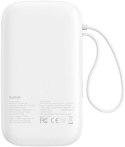 Powerbank Baseus QPow 2 10000mAh 30W z 2 wbudowanymi kablami USB-C - biały BASEUS