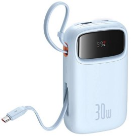 Powerbank Baseus QPow 2 10000mAh 30W z 2 wbudowanymi kablami USB-C - niebieski BASEUS