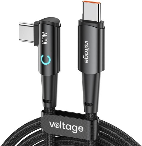 Kabel USB-C / USB-C kątowy Voltage PowerAngle 100W PD 100cm czarny VOLTAGE