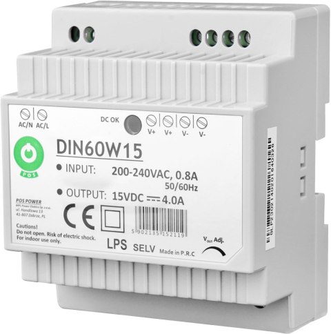 Zasilacz POS DIN60W15 EURA