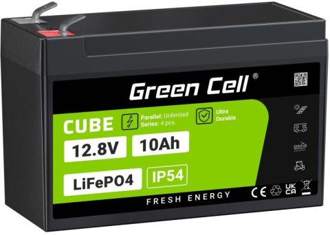 AKUMULATOR LITOWO-ŻELAZOWO-FOSFORANOWY LiFePO4 Green Cell Cube 12.8V 10Ah LFPGC12V10AH GREEN CELL