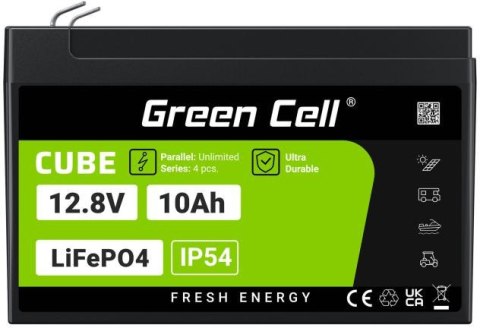 AKUMULATOR LITOWO-ŻELAZOWO-FOSFORANOWY LiFePO4 Green Cell Cube 12.8V 10Ah LFPGC12V10AH GREEN CELL
