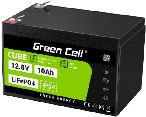 AKUMULATOR LITOWO-ŻELAZOWO-FOSFORANOWY LiFePO4 Green Cell Cube 12.8V 10Ah LFPGC12V10AH GREEN CELL