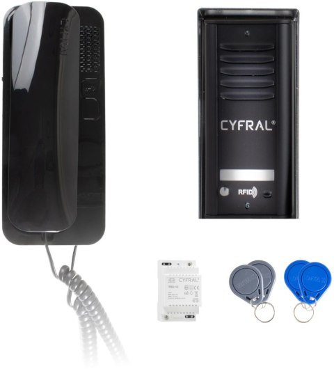 DOMOFON CYFRAL COSMO 1-LOKATORSKI KASETA CZARNA/UNIFON CZARNY CYFRAL